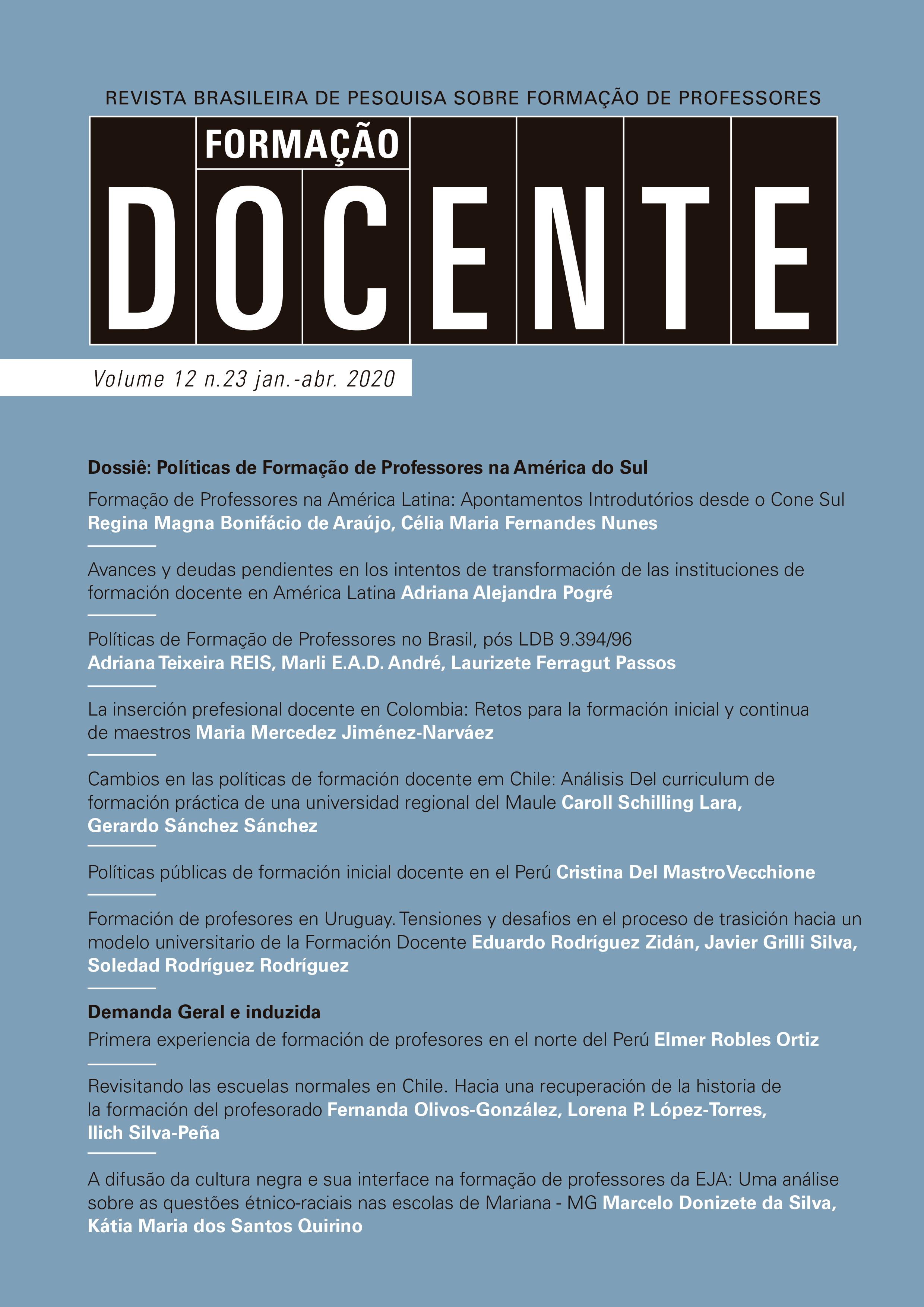 					Visualizar v. 12 n. 23 (2020): (janeiro/abril) Revista Formação Docente – Revista Brasileira de Pesquisa sobre Formação de Professores (RBPFP)
				